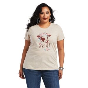ARIAT Women's REAL Moo Wheat Heather Short Sleeve Tee